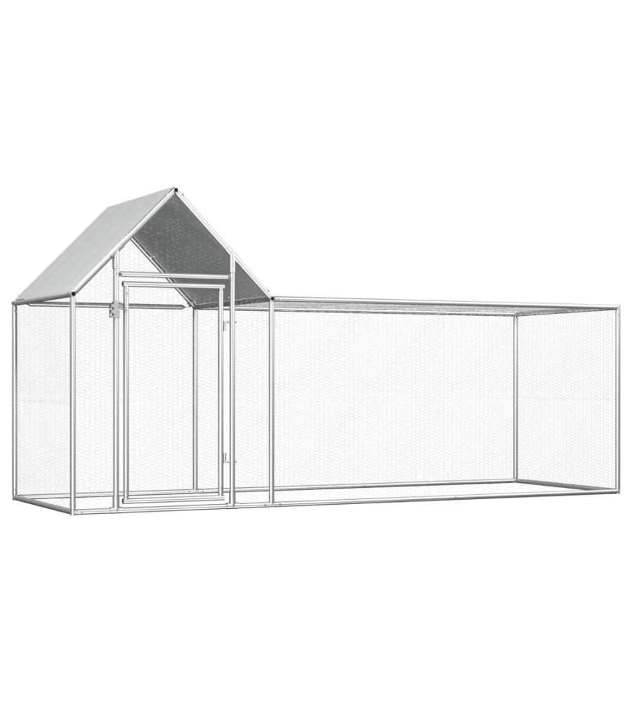 vidaXL Pollaio in Acciaio Zincato - Argento - 3x1x1.5 m