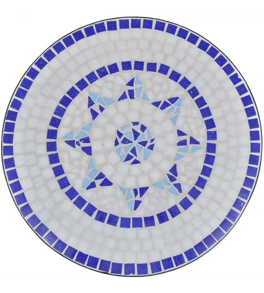 Tavolo da Bistrot Blu e Bianco 60 cm a Mosaico