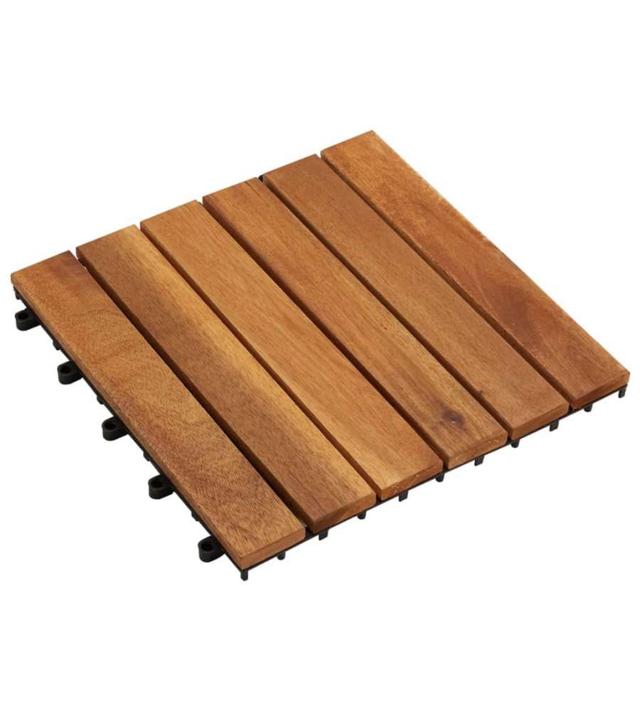 Set 10 pz Piastrelle acacia per pavimento 30 x 30 cm Modello verticale