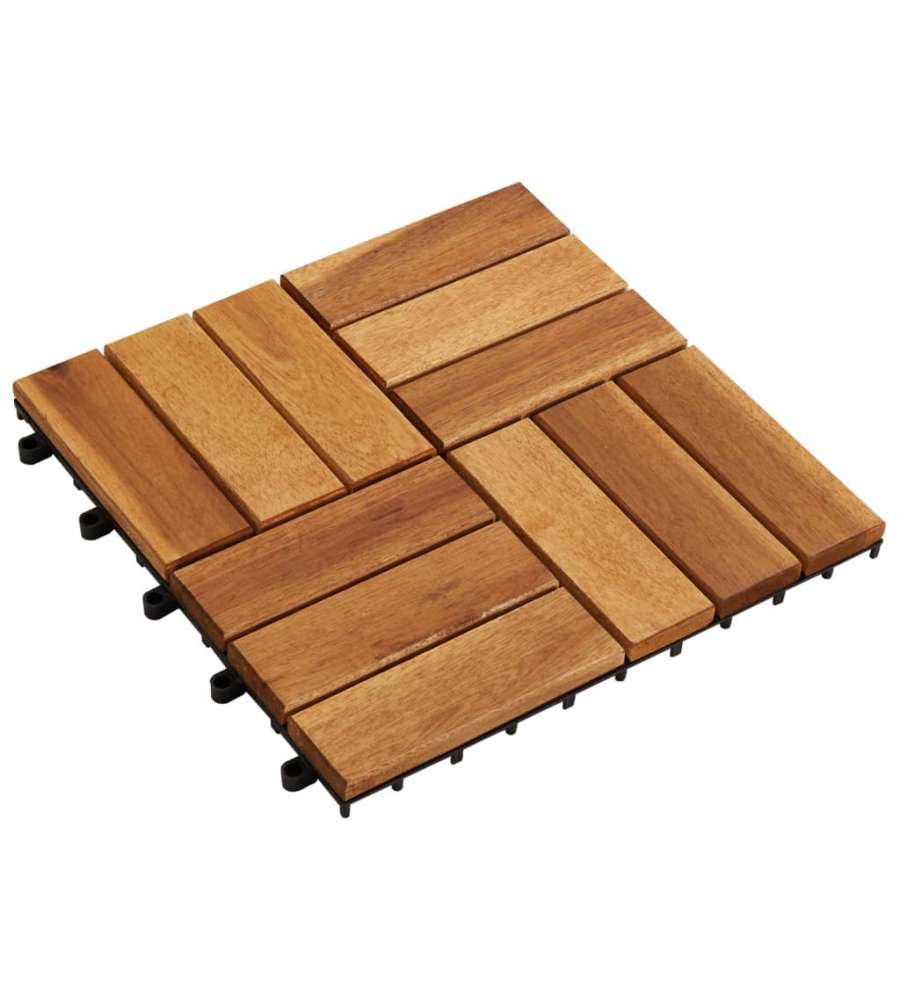 Set 10 Piastrelle in legno di acacia per pavimento 30 x 30 cm