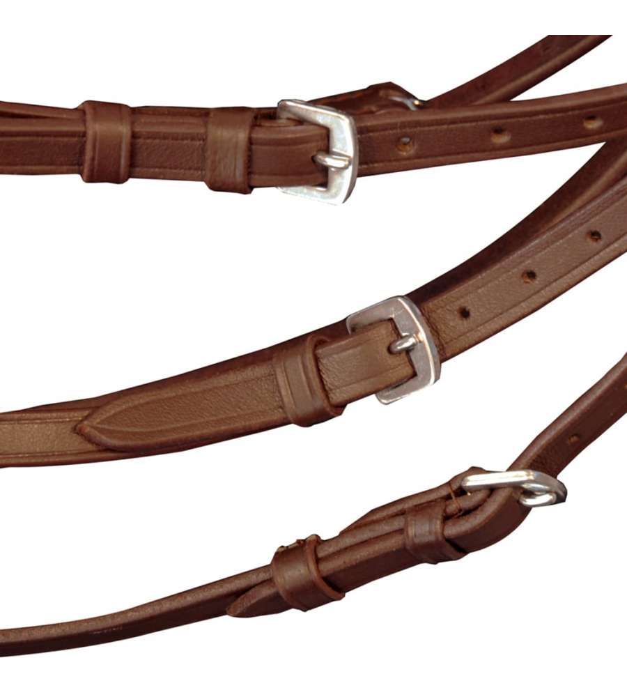 Briglie in Pelle con Redini e Morso Marrone per Pony