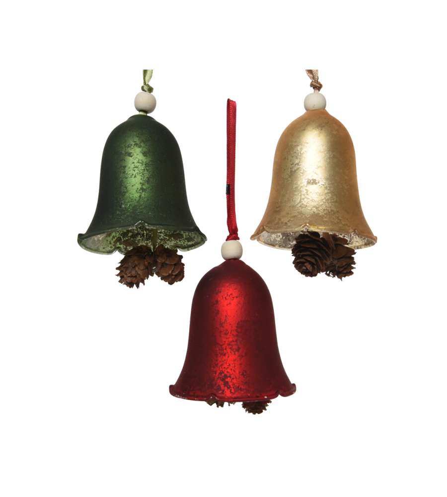 Kaemingk Decorazione Natalizia Campanella - Rosso/Verde/Oro - 6x8 cm
