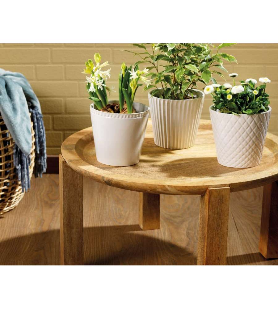 Kaemingk Porta Vaso in Ceramica - Bianco - 13.5x13 cm