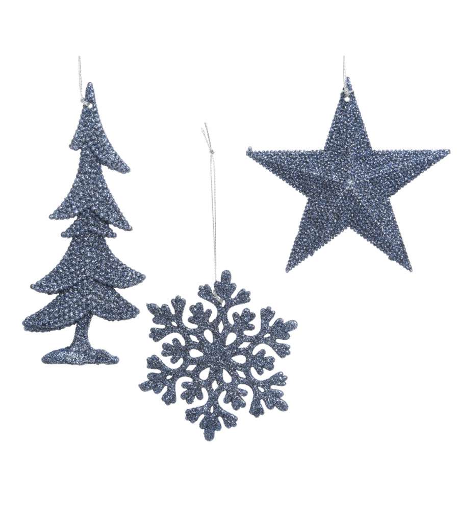 Stella / fiocco di neve / albero glitter blu