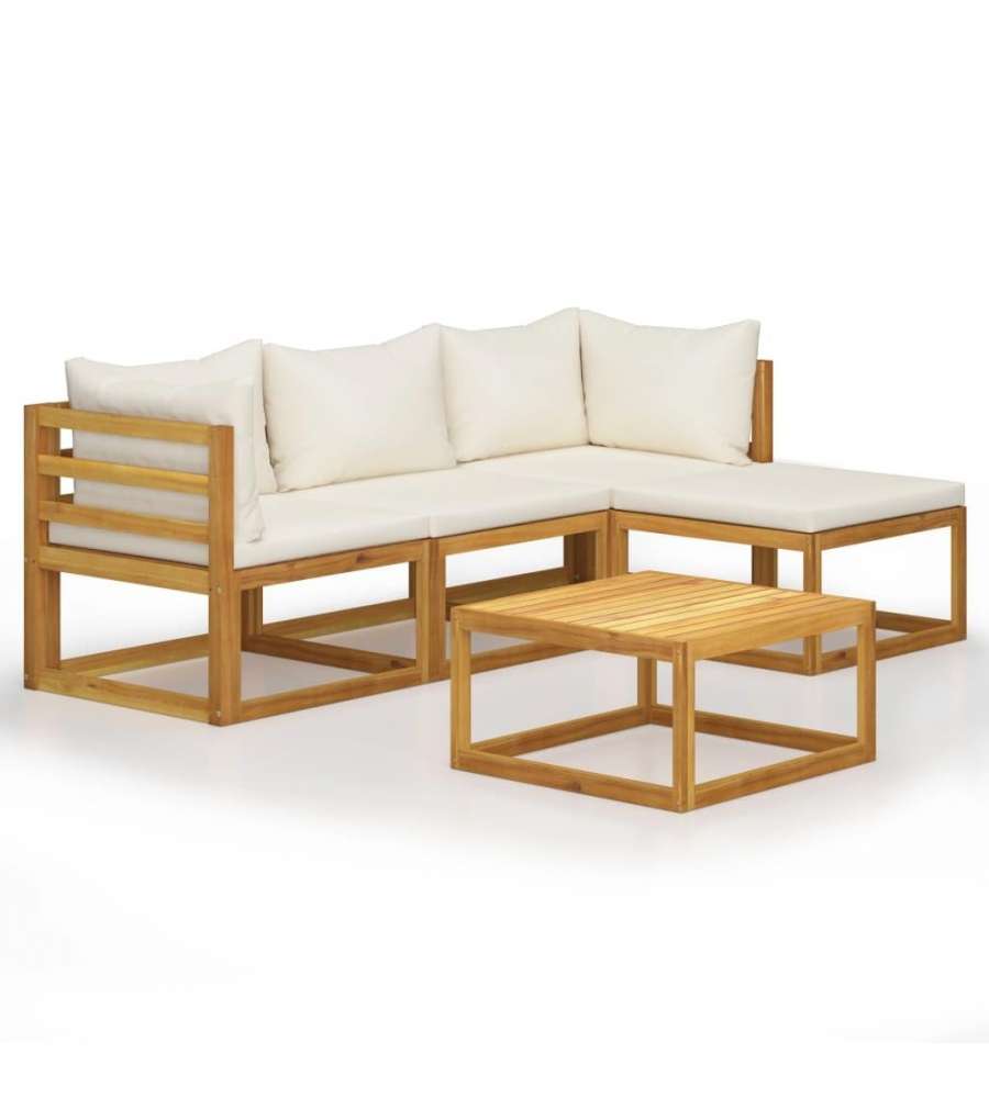 vidaXL Set Divani Giardino - Marrone - Legno Massello di Acacia