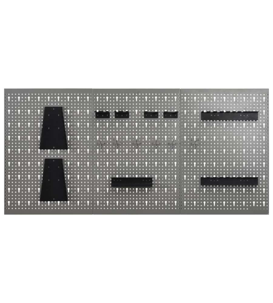  Pannelli per Utensili a Parete 3 pz 40x58 cm Acciaio