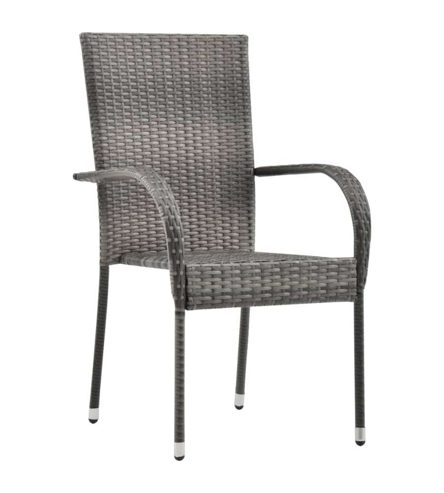 Sedie da Esterno Impilabili 4 pz Grigie in Polyrattan