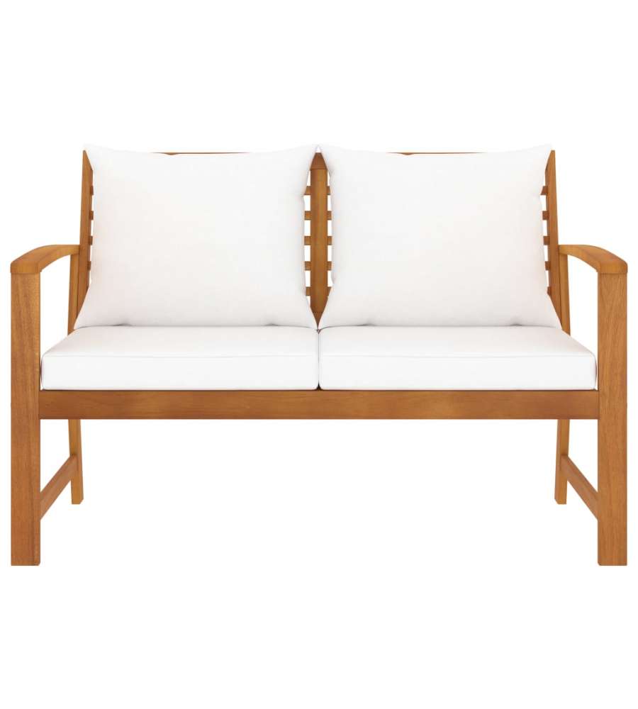 Panca da Giardino 120 cm con Cuscino Crema in Legno di Acacia