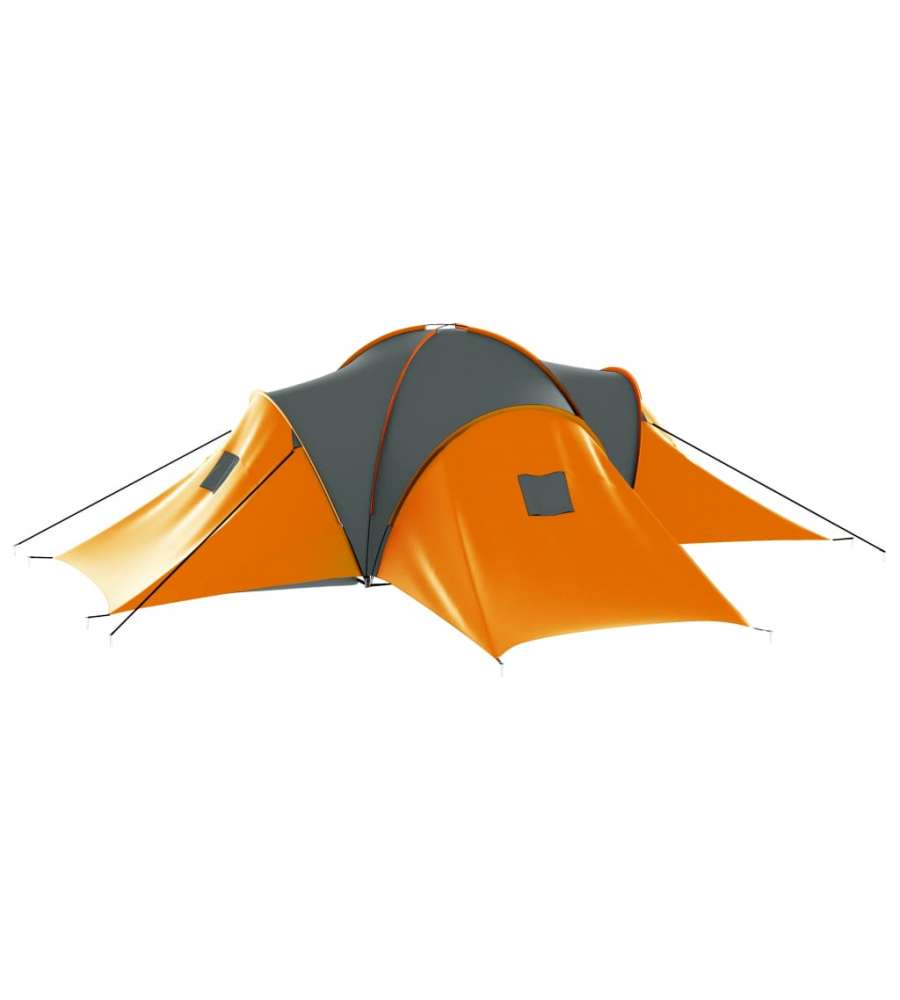 Tenda da Campeggio per 9 Persone in Tessuto Grigio e Arancione
