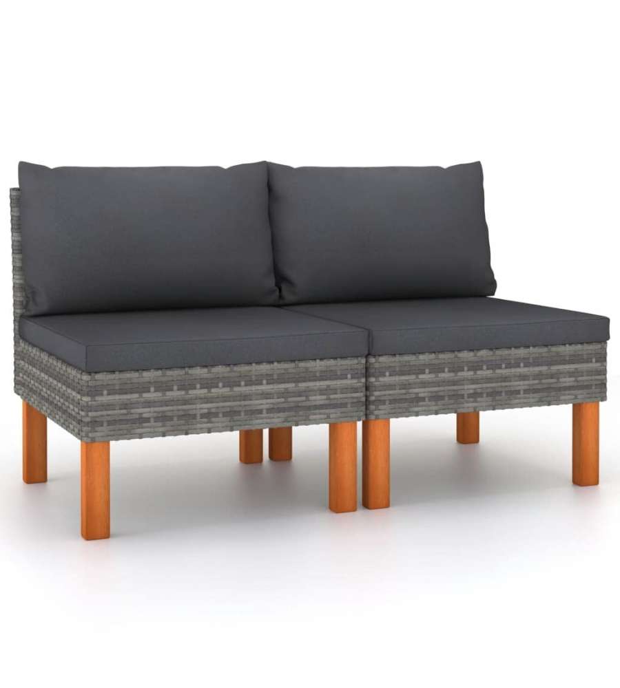 vidaXL Poltrone da Giardino in Polyrattan e Legno - Grigio