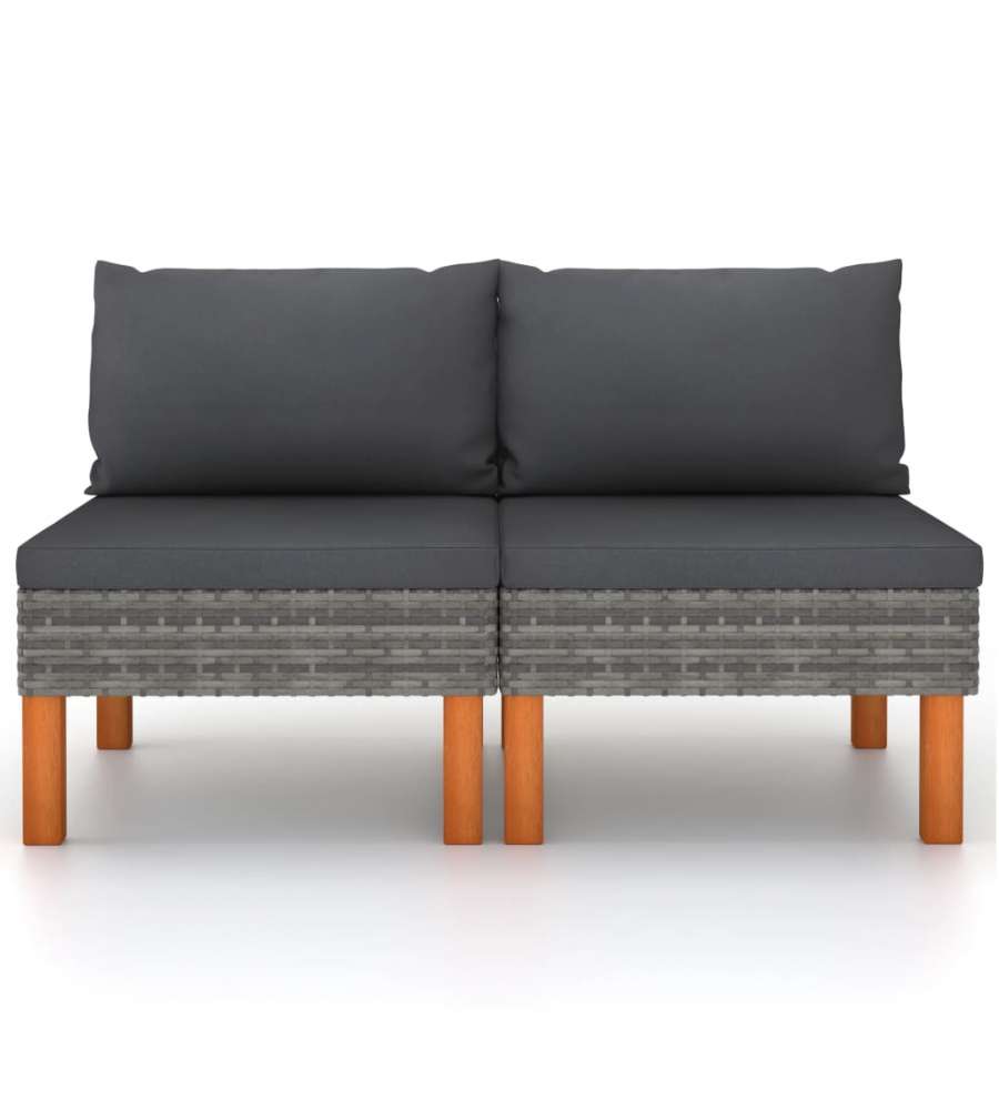 vidaXL Poltrone da Giardino in Polyrattan e Legno - Grigio