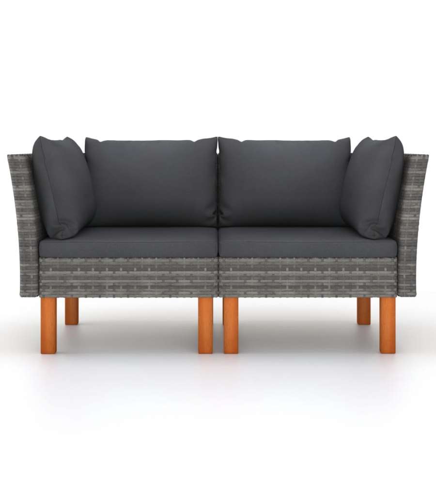 vidaXL Poltrone Angolari da Giardino - Polyrattan Grigio - 2 pz