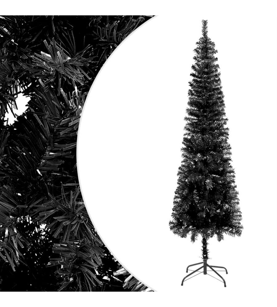 Albero di Natale Sottile Nero 210 cm