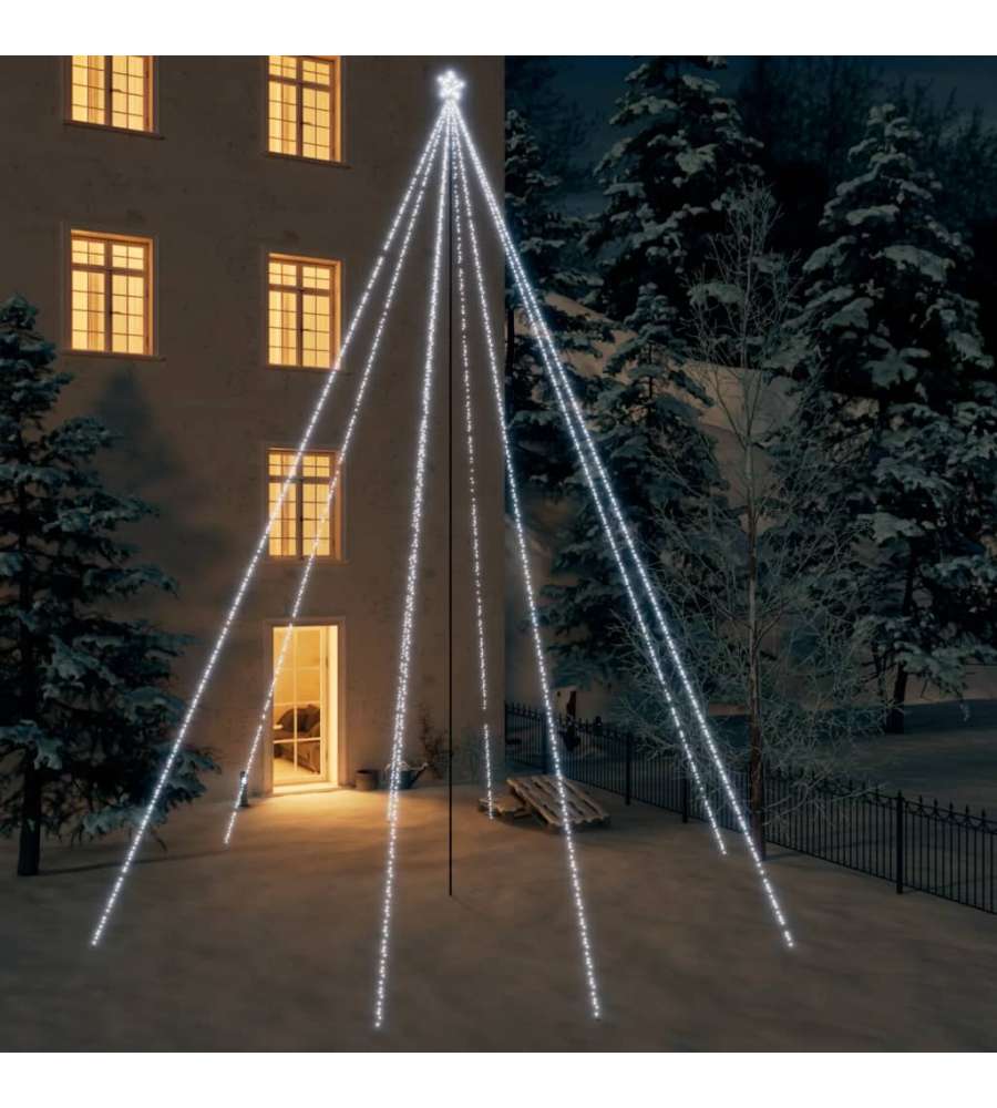 Luci Albero Natale Interni Esterni 1300 LED Bianco Freddo 8 m