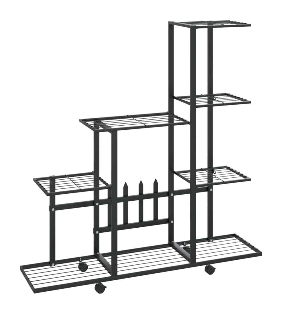 vidaXL Portapiante con Ruote - Nero - 94.5x25x92.5 cm