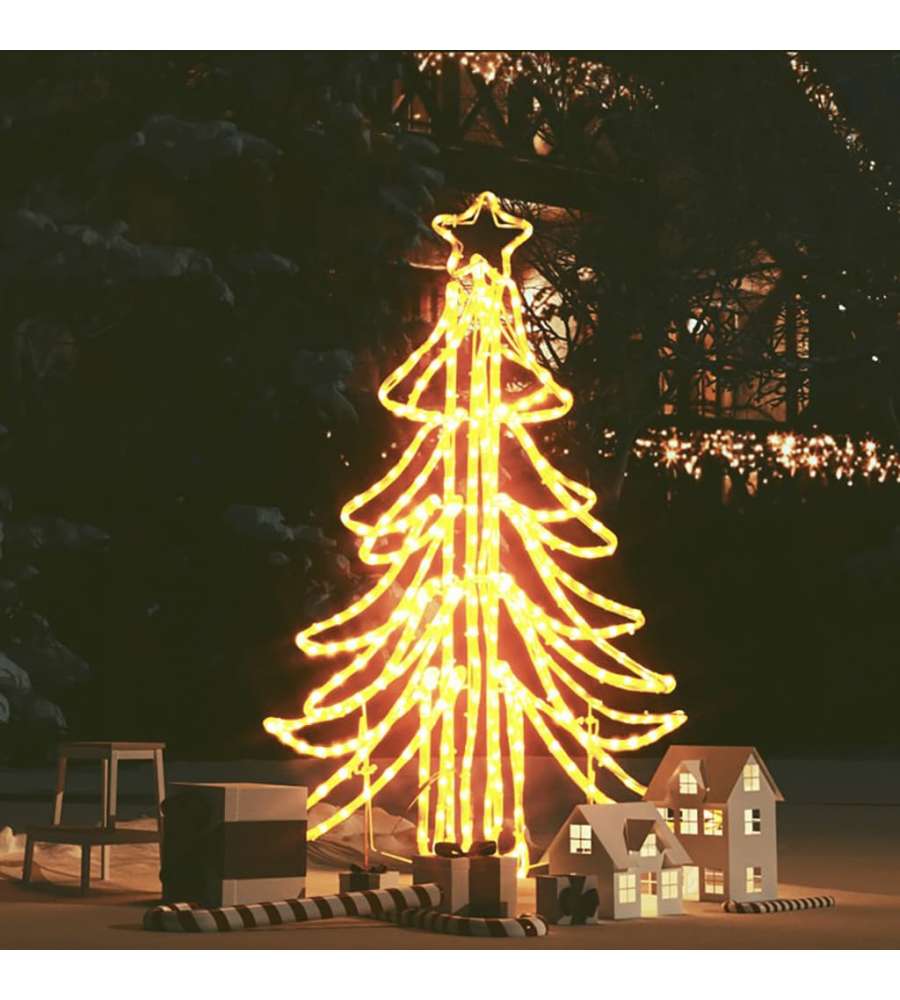 Figura Albero di Natale Pieghevole con 360 LED Bianco Caldo