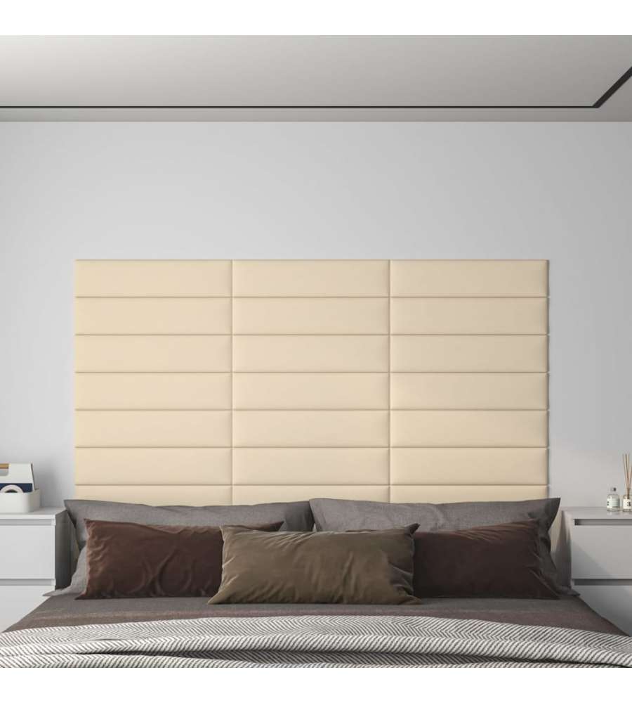 Pannelli Murali 12 pz Crema 60x15 cm Tessuto 1,08 mq