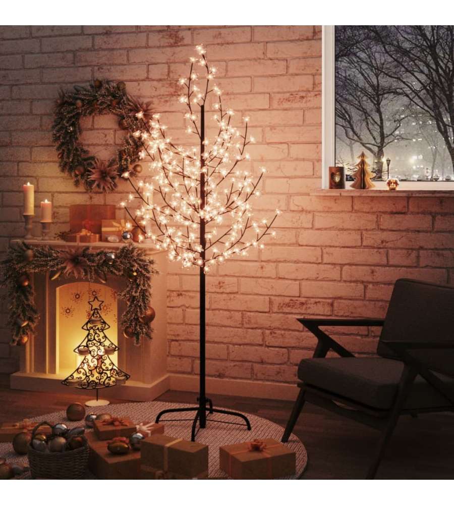 Albero di Ciliegio con 200 LED Bianco Caldo 180 cm
