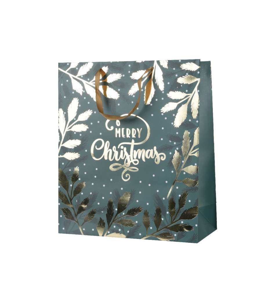 Busta Regalo Merry Christmas Verde e Oro 72H