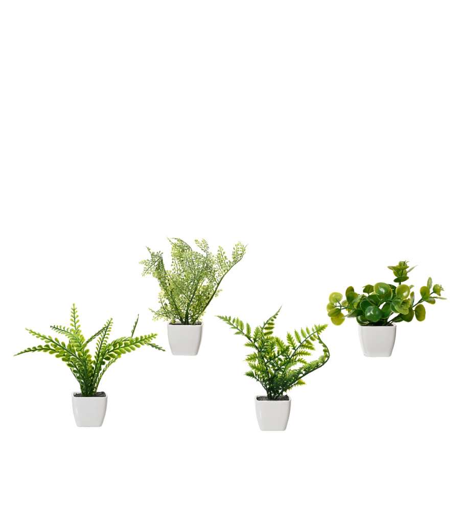 Piantina verde artificiale in vaso bianco