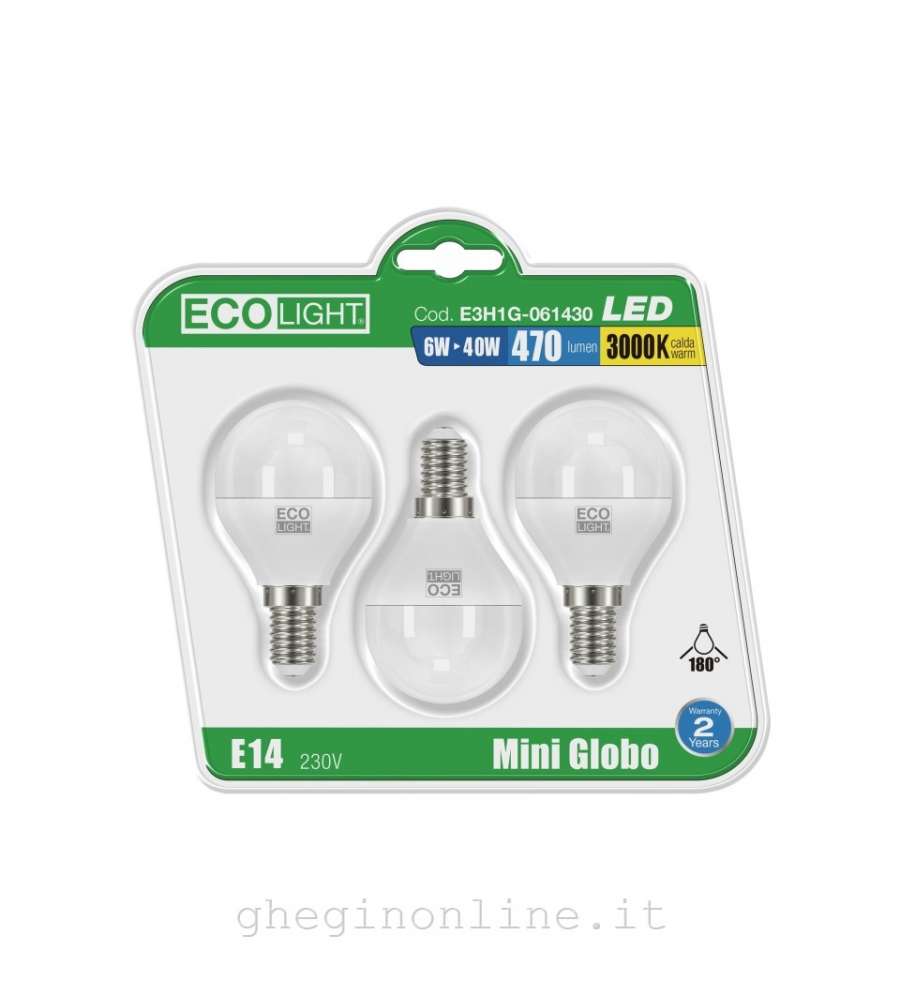 Lampada classica led ecolight sfera - 6W