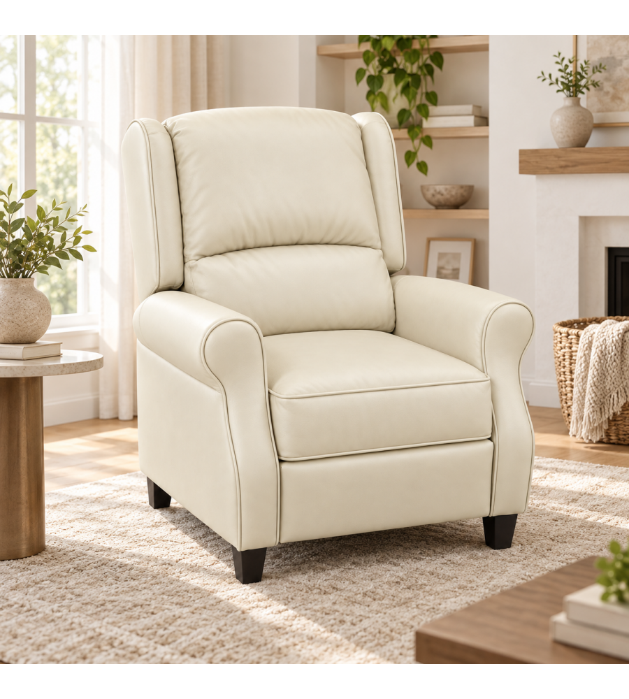 Poltrona Della Nonna Reclinabile in Ecopelle Crema - Comfort e Stile