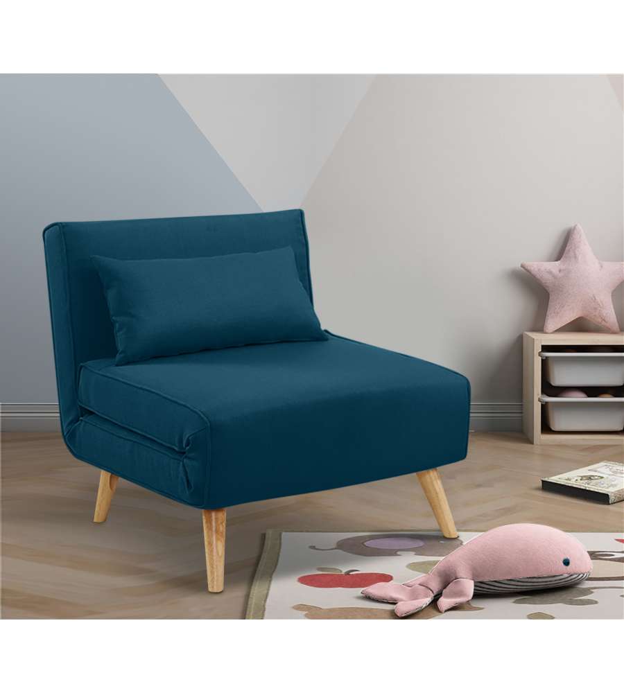 Domo Mea Poltrona Letto Blu Verde - Design Scandinavo Moderno - Velluto Comodo