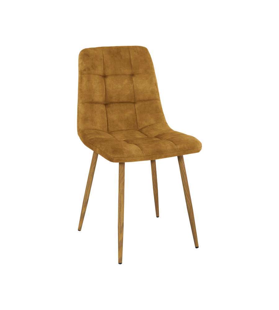 Domo Mea Sedia Dining in Velluto Senape - Acciaio e Finitura Legno