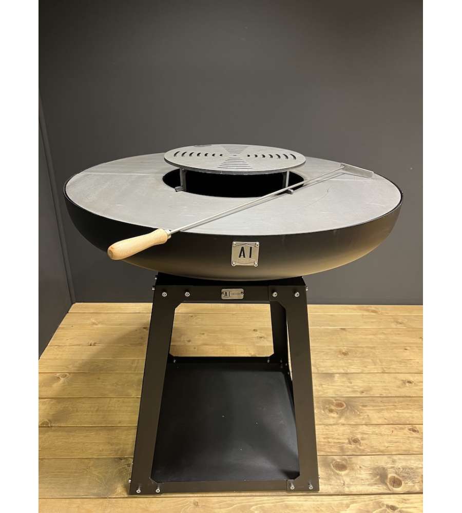 B&B Artigianato Italiano Design Gualdo Tadino - Barbecue da esterno tondo professionale in acciaio a legna e carbone - Braciere Pro 900
