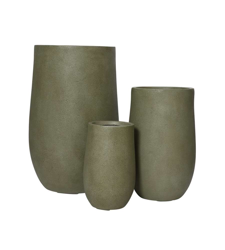 Tyler Vaso per Piante Rotondo Verde �48 cm Fibra Clay Effetto Grezzo