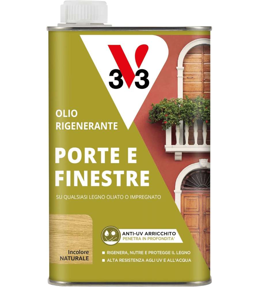 V33 Olio Rigenerante Incolore per Porte e Finestre 0,5L Esterno