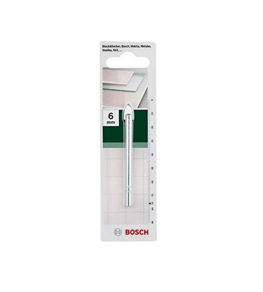 Bosch Punta Vetro e Piastrelle 6x76mm Metallo Duro Grigia per Trapano