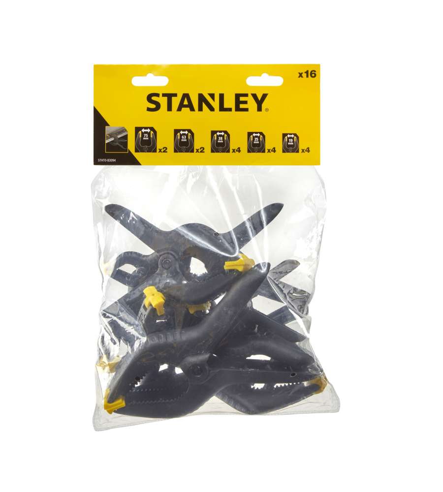 Stanley Morsetti in Plastica - Giallo/Nero - Set 16 Pezzi