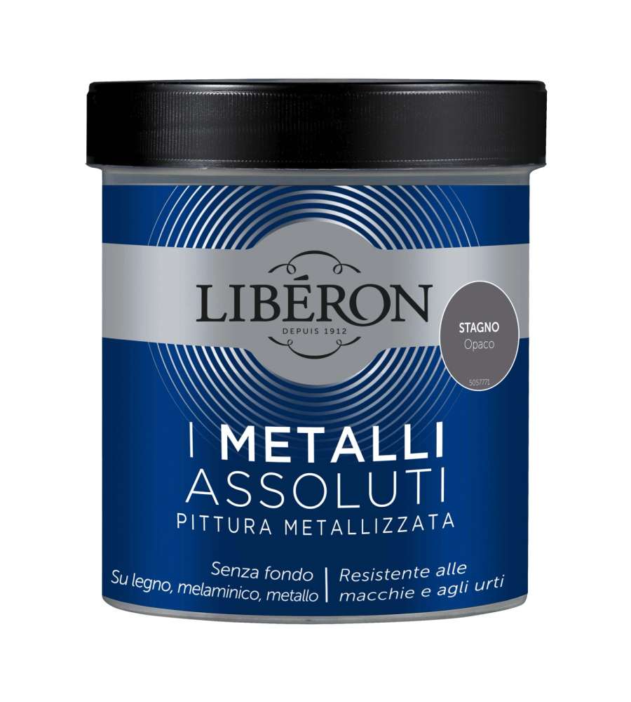 Lib�ron Pittura Metallizzata Stagno Opaco 0,5 L per Legno e Mobili