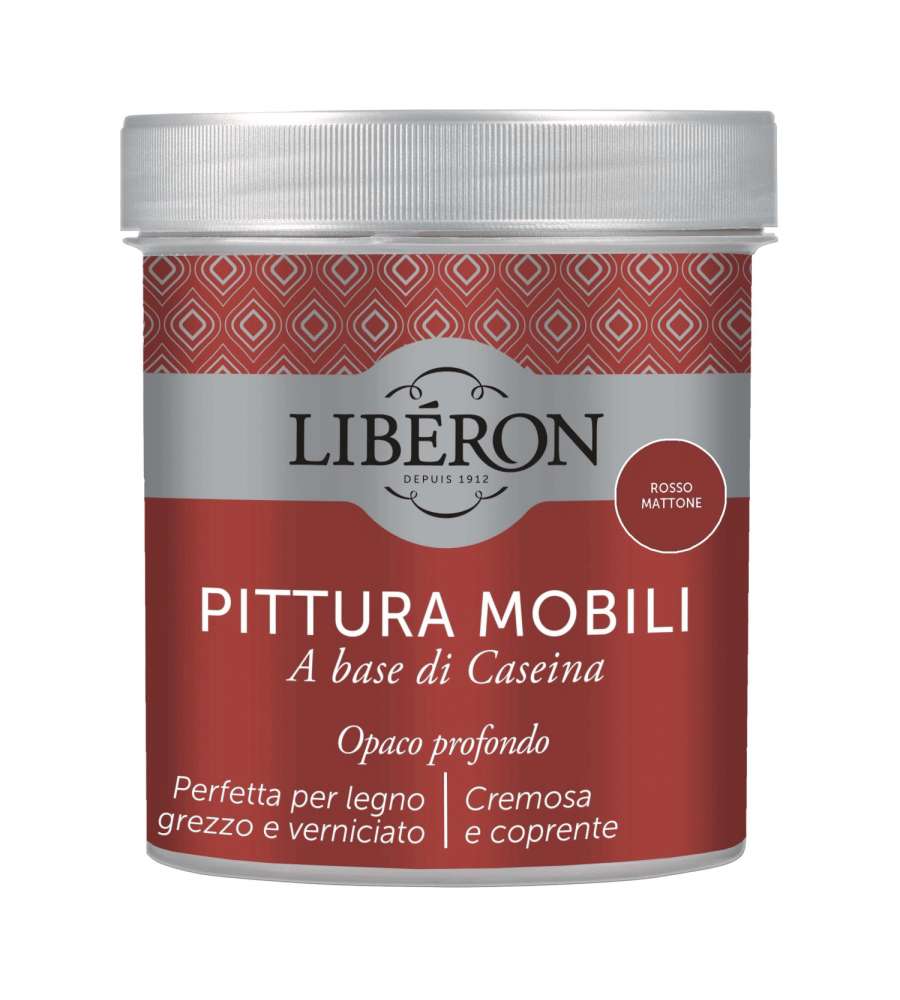 Lib�ron Pittura Mobili Caseina Rosso Mattone 500 ml Alta Copertura
