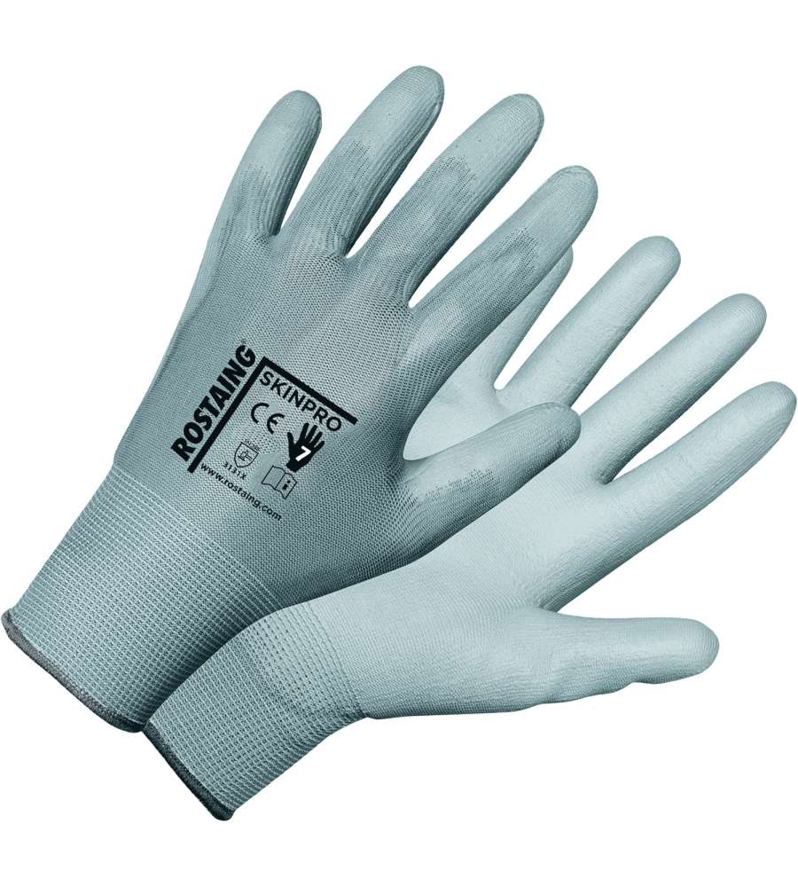 Rostaing Guanti da Lavoro Skinpro Grigi M - Resistenza Abrasione, Ambidestri