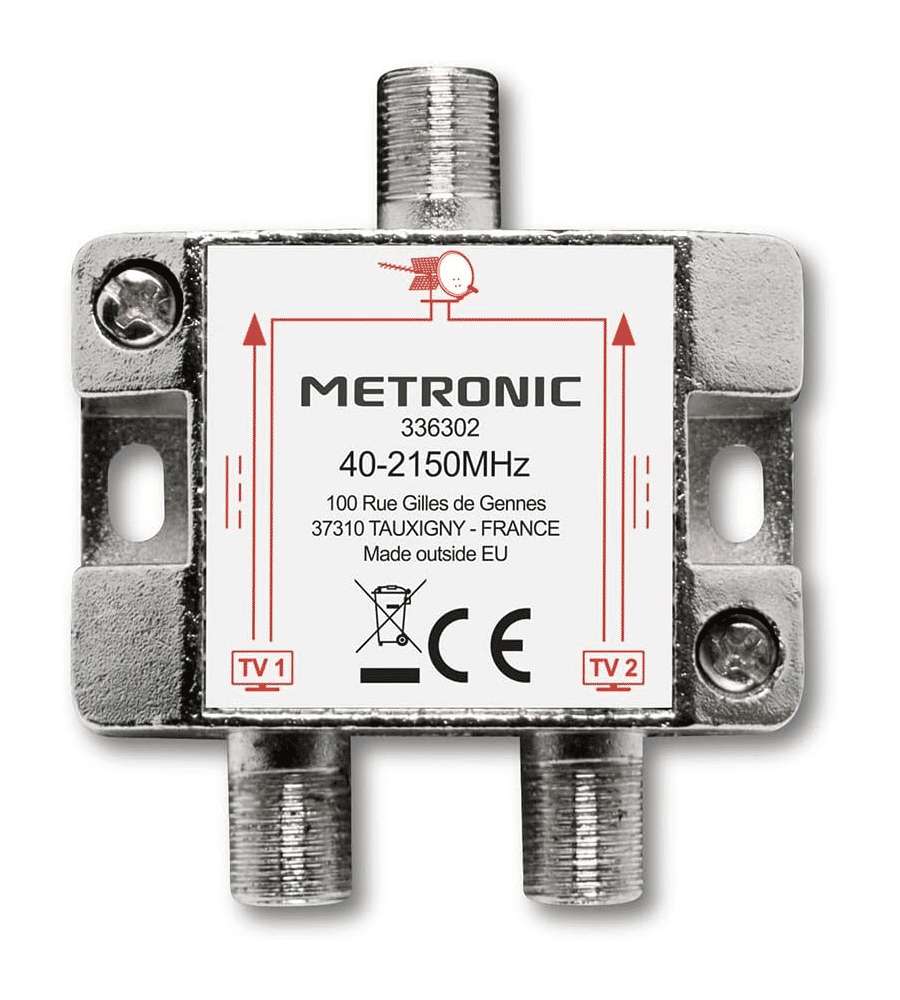 Metronic Splitter TV/Sat 2 Uscite Grigio 5x3x2 cm Schermato in Metallo