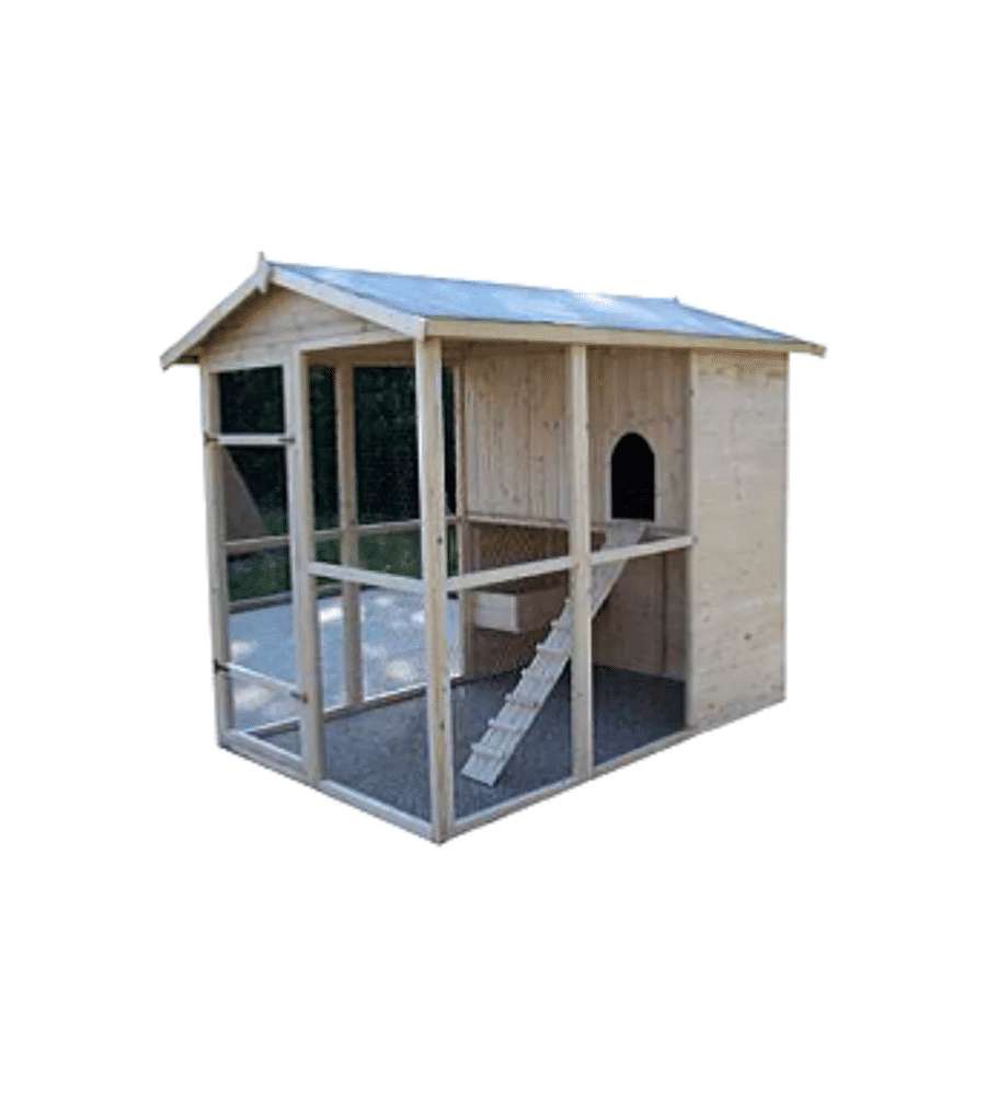 Foresta Pollaio XXL 204 cm per 6-10 galline in legno con tetto apribile