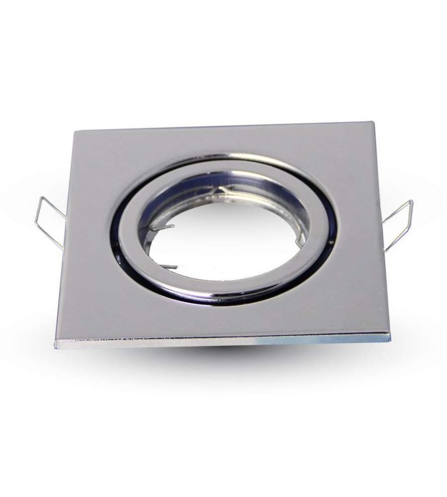 Portafaretto LED da Incasso Quadrato GU10 e GU5.3 (MR16) Colore Cromato Orientabile