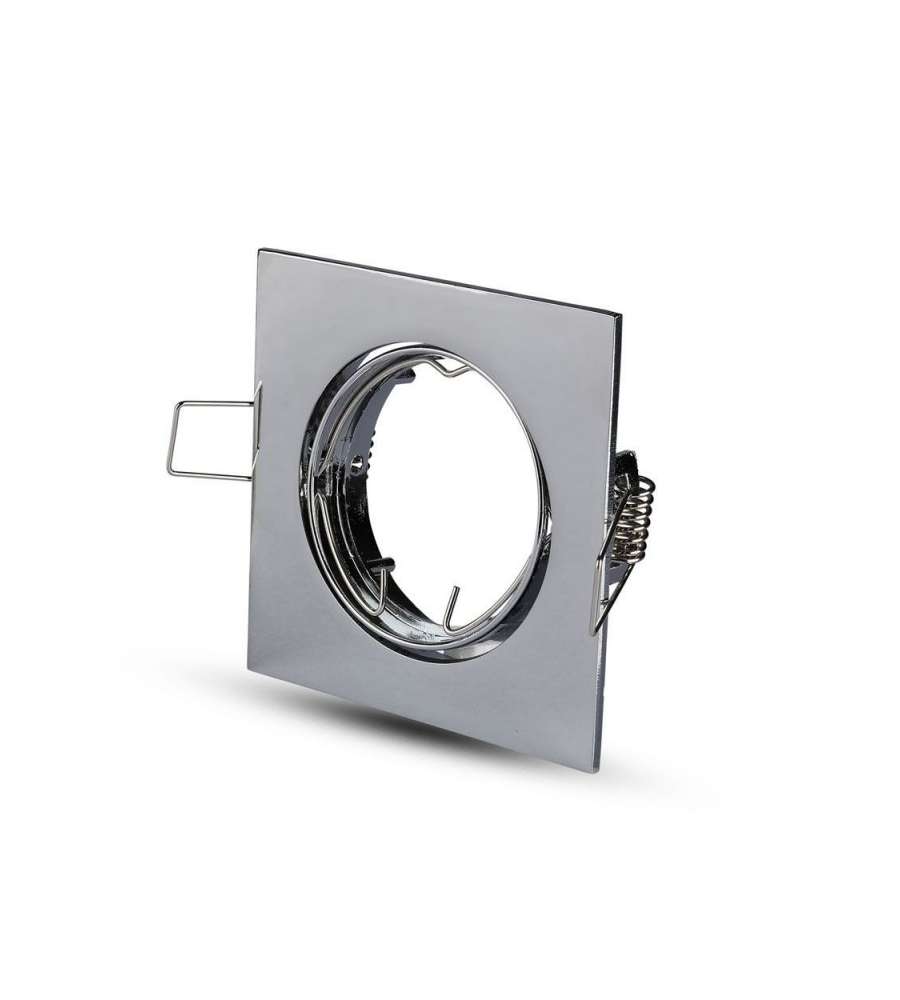 Portafaretto LED da Incasso Quadrato GU10 e GU5.3 (MR16) Colore Cromato Orientabile