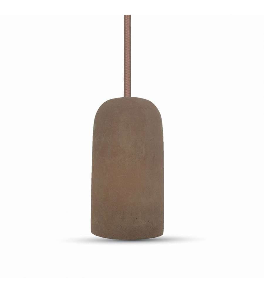 Lampadario LED a Cilindro in Calcestruzzo con Portalampada E27 (Max 60W) Colore Marrone