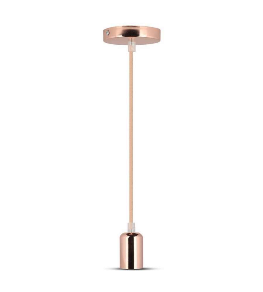 Lampadario LED in Alluminio Cromato a Specchio con Portalampada E27 (Max 60W) Colore Rosa Dorato