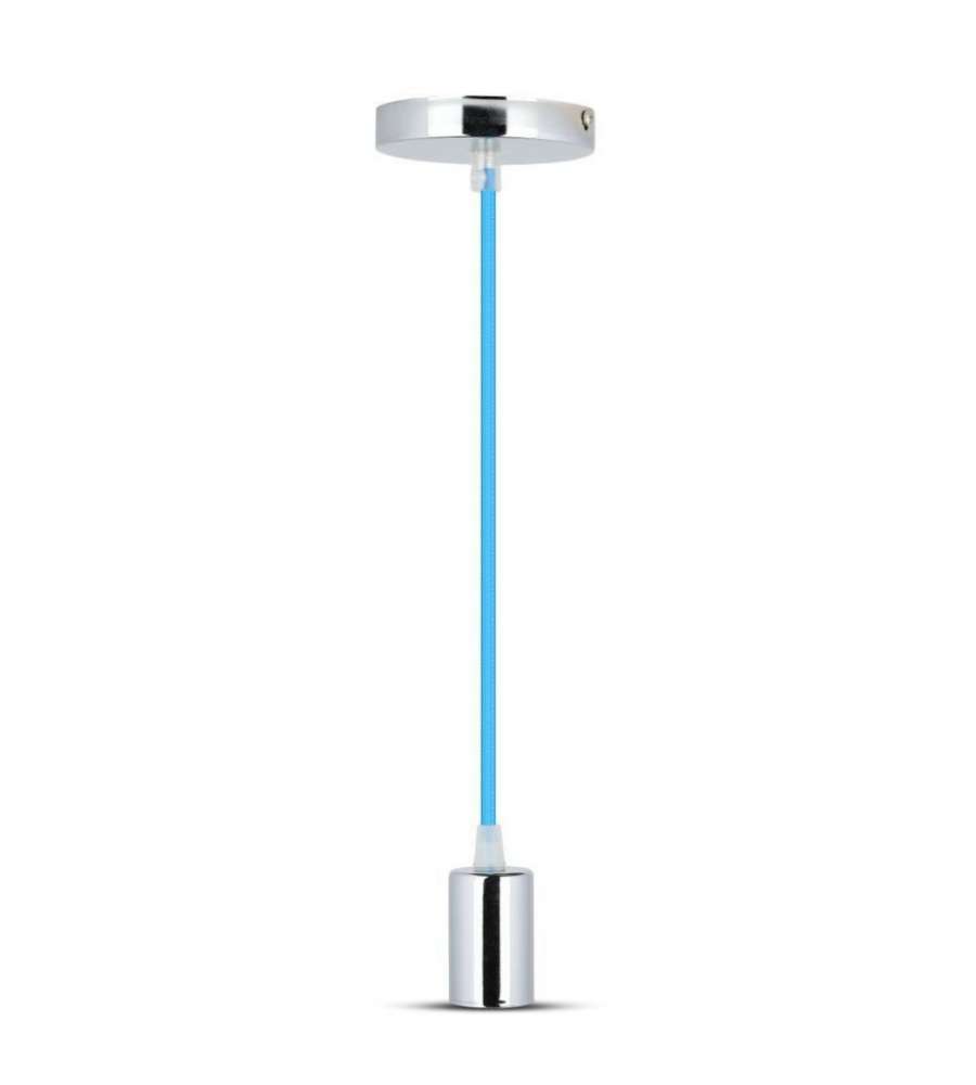 Lampadario Moderno Cilindro Sospeso - Metallico Blu, Diametro 50 Cm, Portalampada E27 - Foto 8