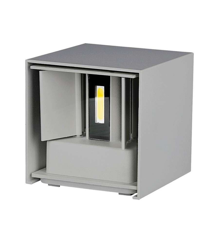 Lampada LED da Muro Quadrata Doppio LED COB 6W 110LM/W Colore Grigio Satinato Fascio Luminoso Regolabile 3000K IP65