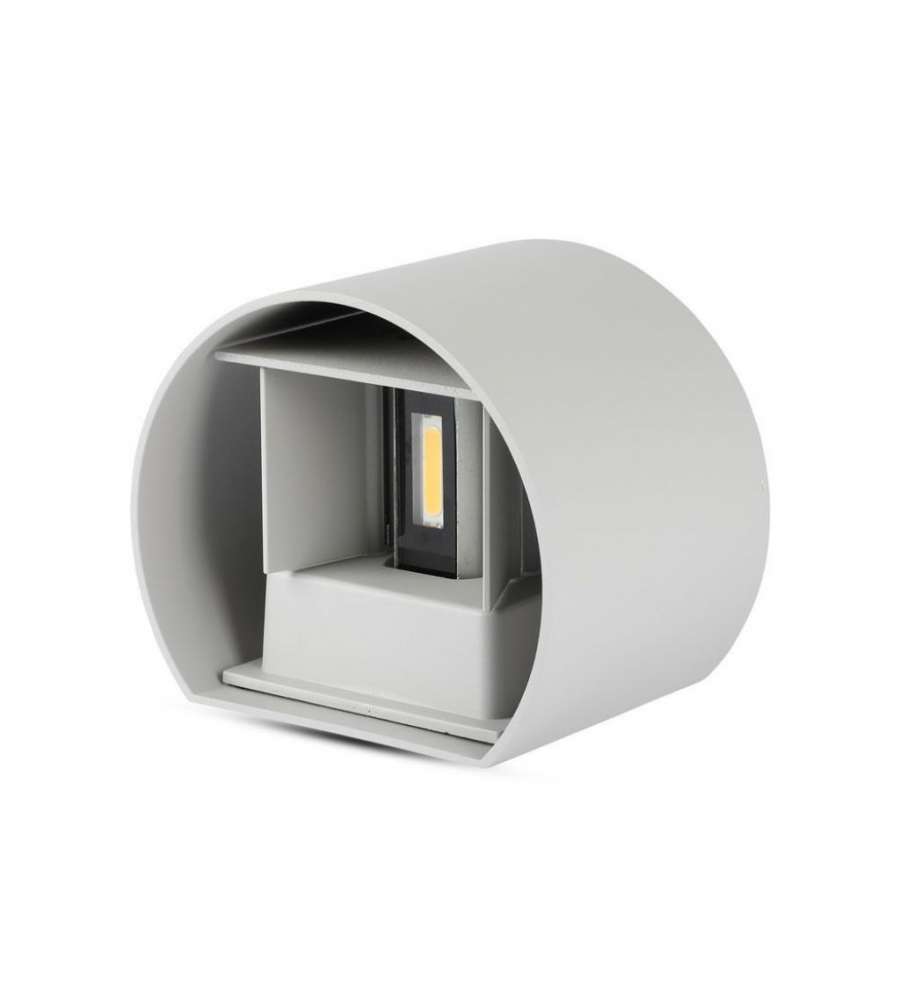 Lampada LED da Muro Arrotondata Doppio LED COB 6W 110LM/W Colore Grigio Satinato Fascio Luminoso Regolabile 3000K IP65