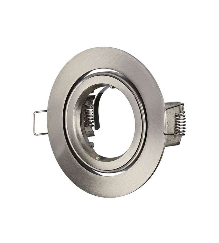 Portafaretto LED da Incasso Rotondo GU10 e GU5.3 (MR16) Colore Nichel Satinato Orientabile