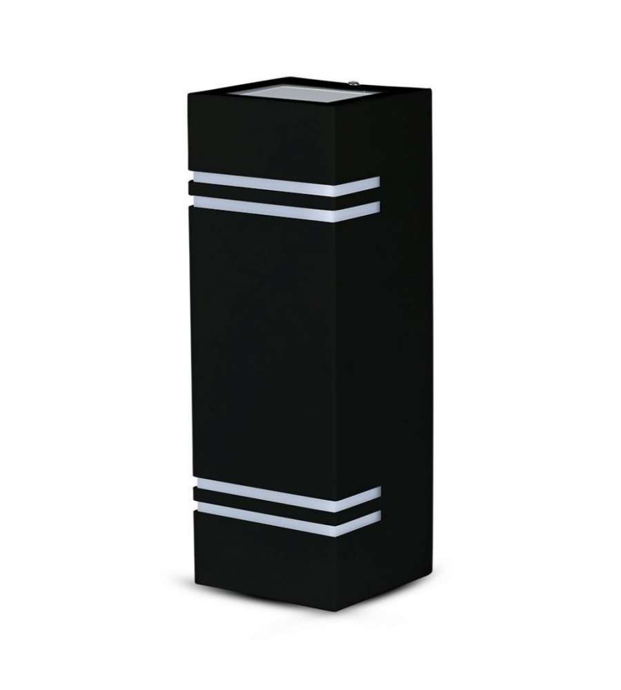 Portafaretto LED da Muro Quadrato 2 GU10 (Max 2x11W) Colore Nero IP44