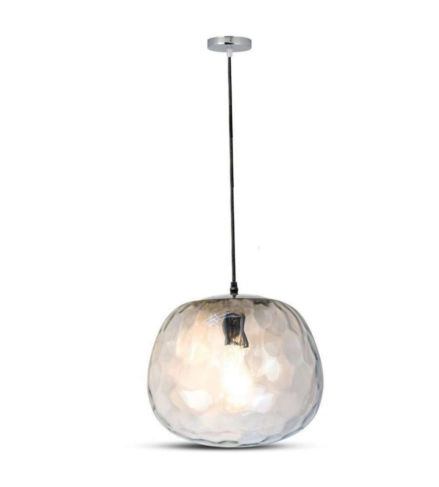 Lampadario LED Sferico Alveolare in Vetro con Portalampada E27 (Max 60W) Colore Trasparente