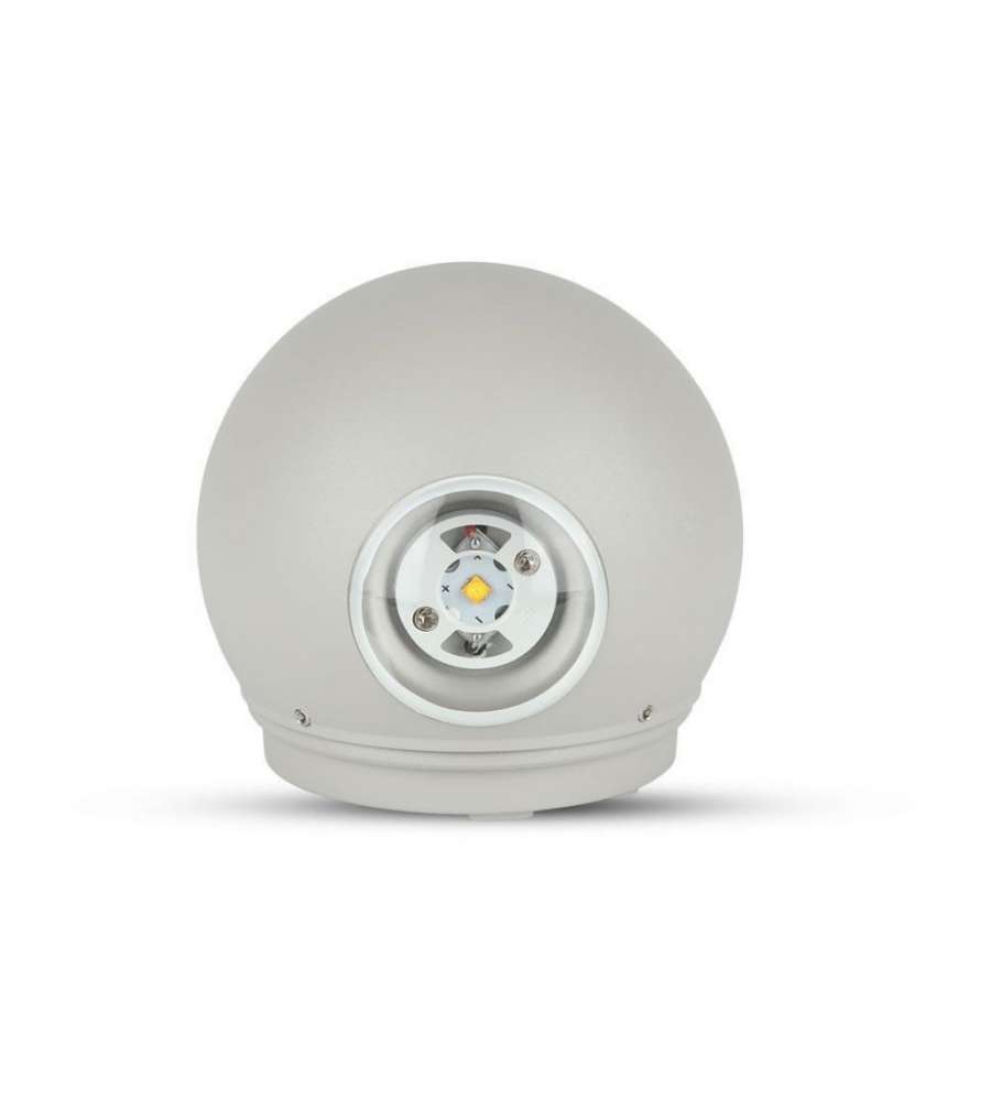 Lampada LED da Muro Sferica 6W Doppio Fascio Luminoso Colore Grigio 3000K IP65