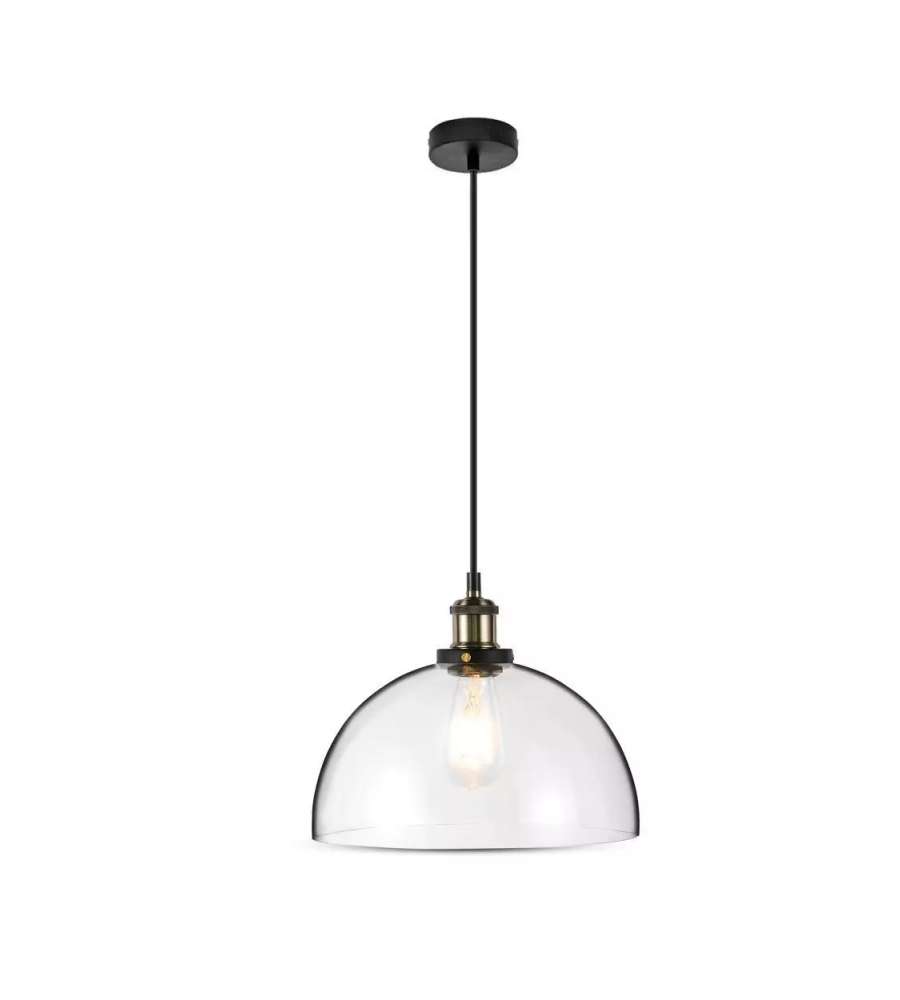 Lampadario Led Vintage In Vetro Con Portalampada E27 (max 60w) Colore  Trasparente D: 200mm